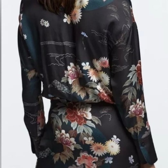 Zara Floral Mini Dress - Black and Multicolor - Picture 4 of 12